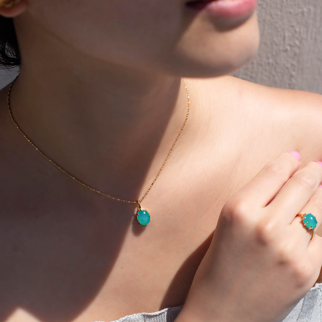 アマゾナイト(ペルー産)K18/PTペンダントトップ・セパージュ