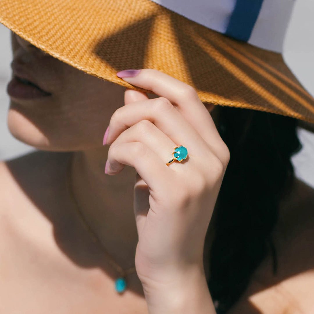 アマゾナイト(ペルー産)K18/PTリング・セパージュ