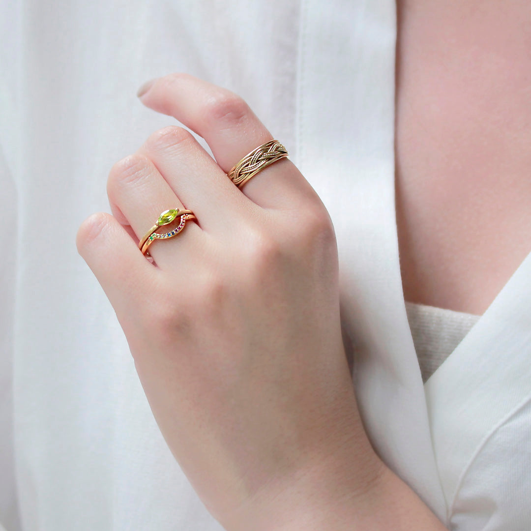 【在庫限り・即日発送】マルチカラージュエル K18リング・ベルソー