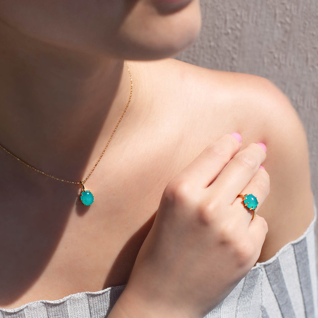 アマゾナイト(ペルー産)K18/PTリング・セパージュ