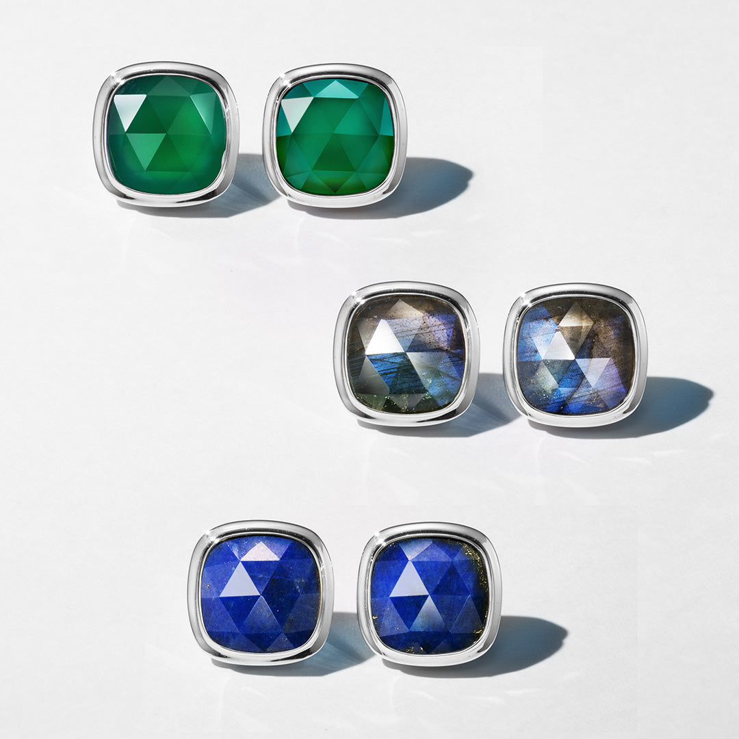 【即日発送】3カラーストーン SV925 ピアス(両耳)・ジオメア