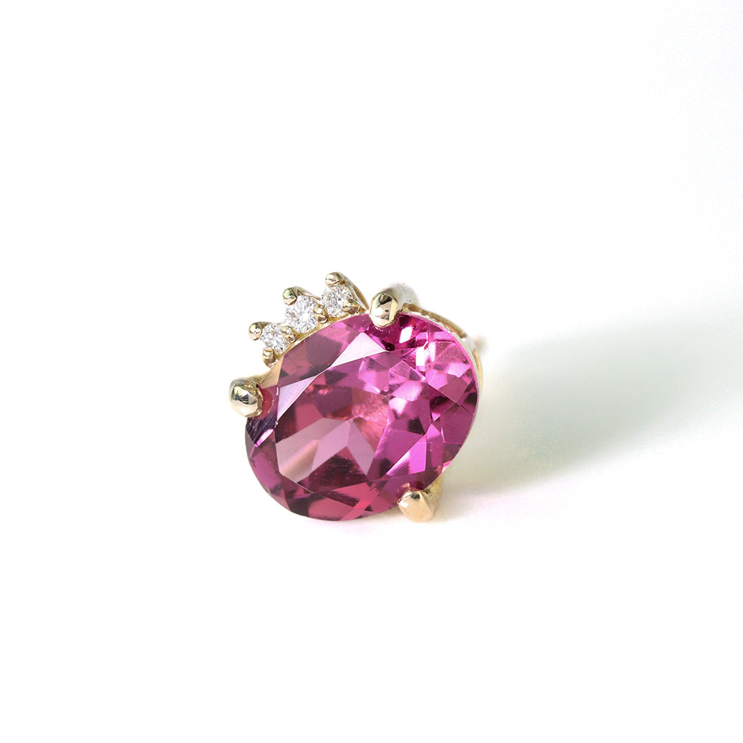 ロードライトガーネット×ダイヤモンド K10ピアス(片耳)・オルシェ