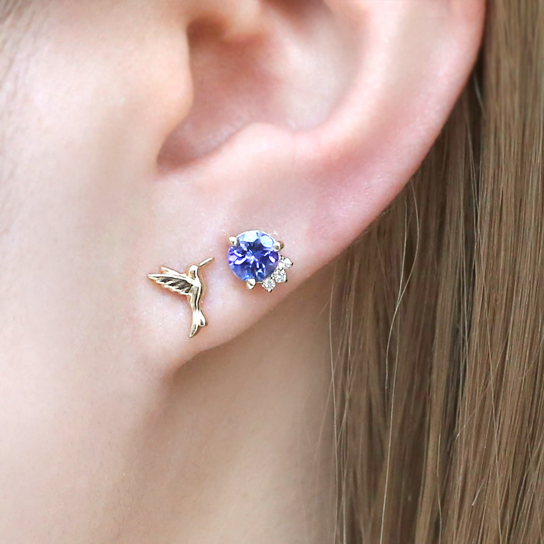 【即日発送】タンザナイト×ダイヤモンド K10ピアス(片耳)・オルシェ