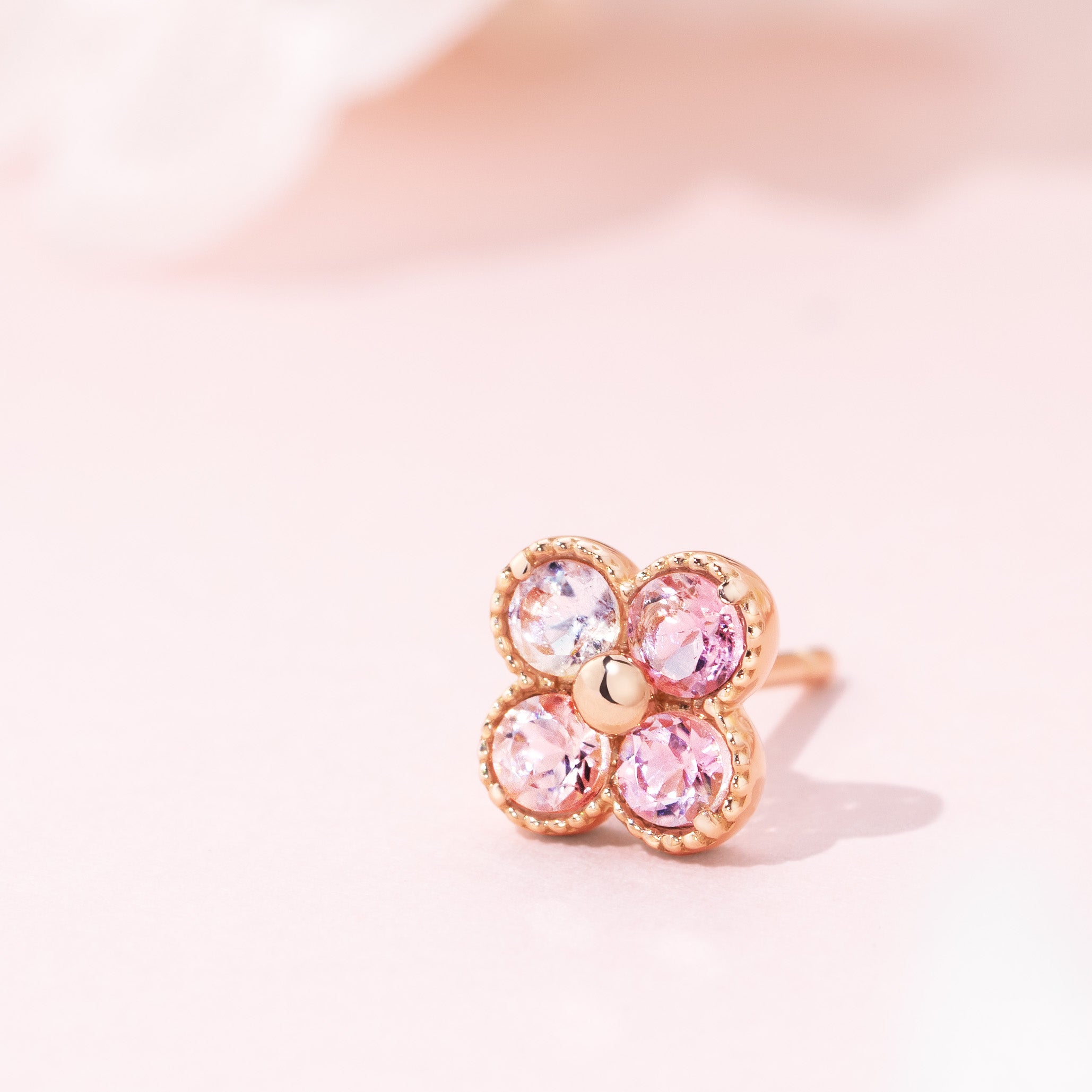 ピンクトルマリン K10/K18/PTピアス(片耳)・アナイス