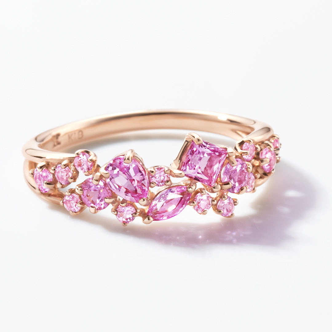 ピンクサファイア K10/K18/PTリング・アムールコフレ