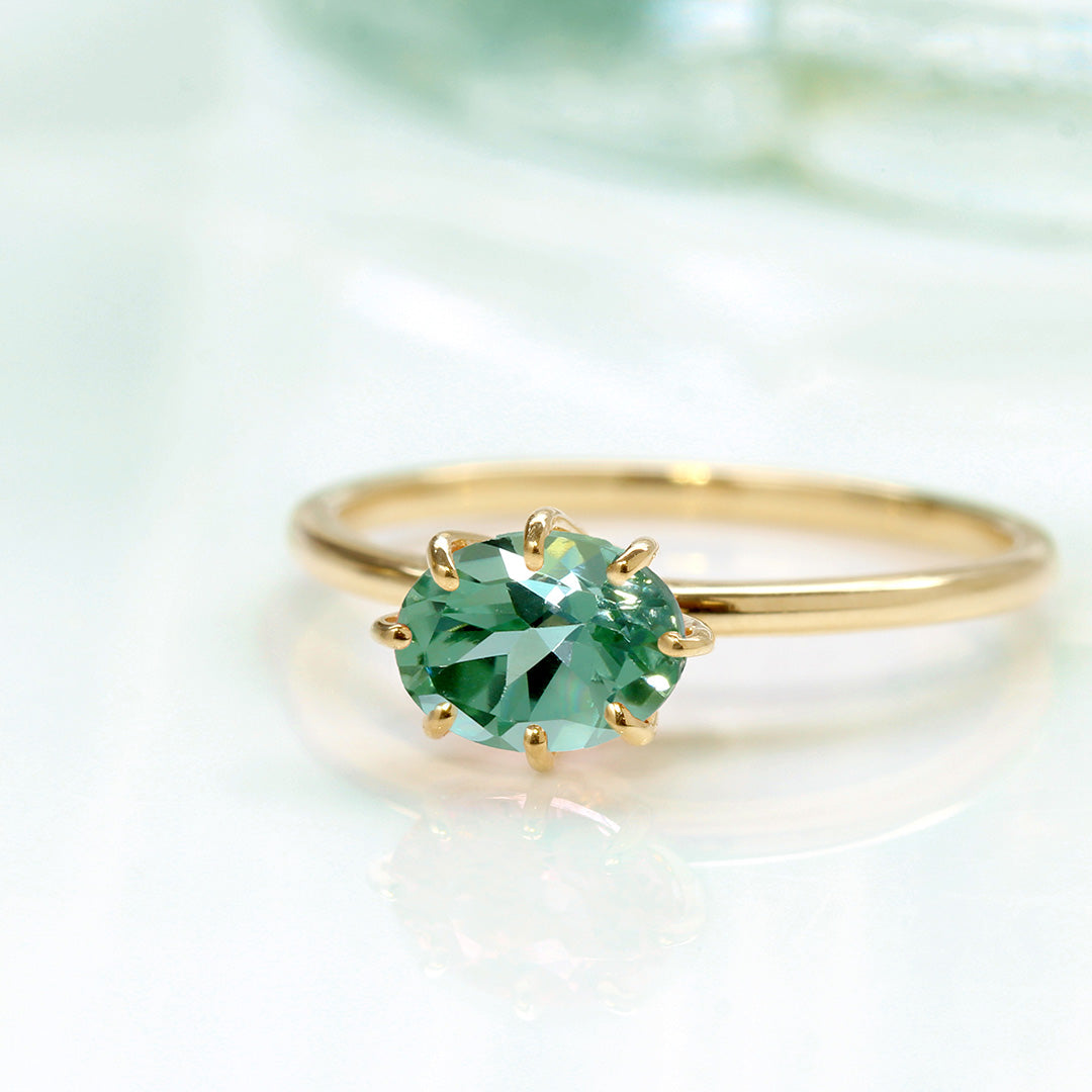 【在庫限り・即日発送】グリーントルマリン K18リング・セパージュ