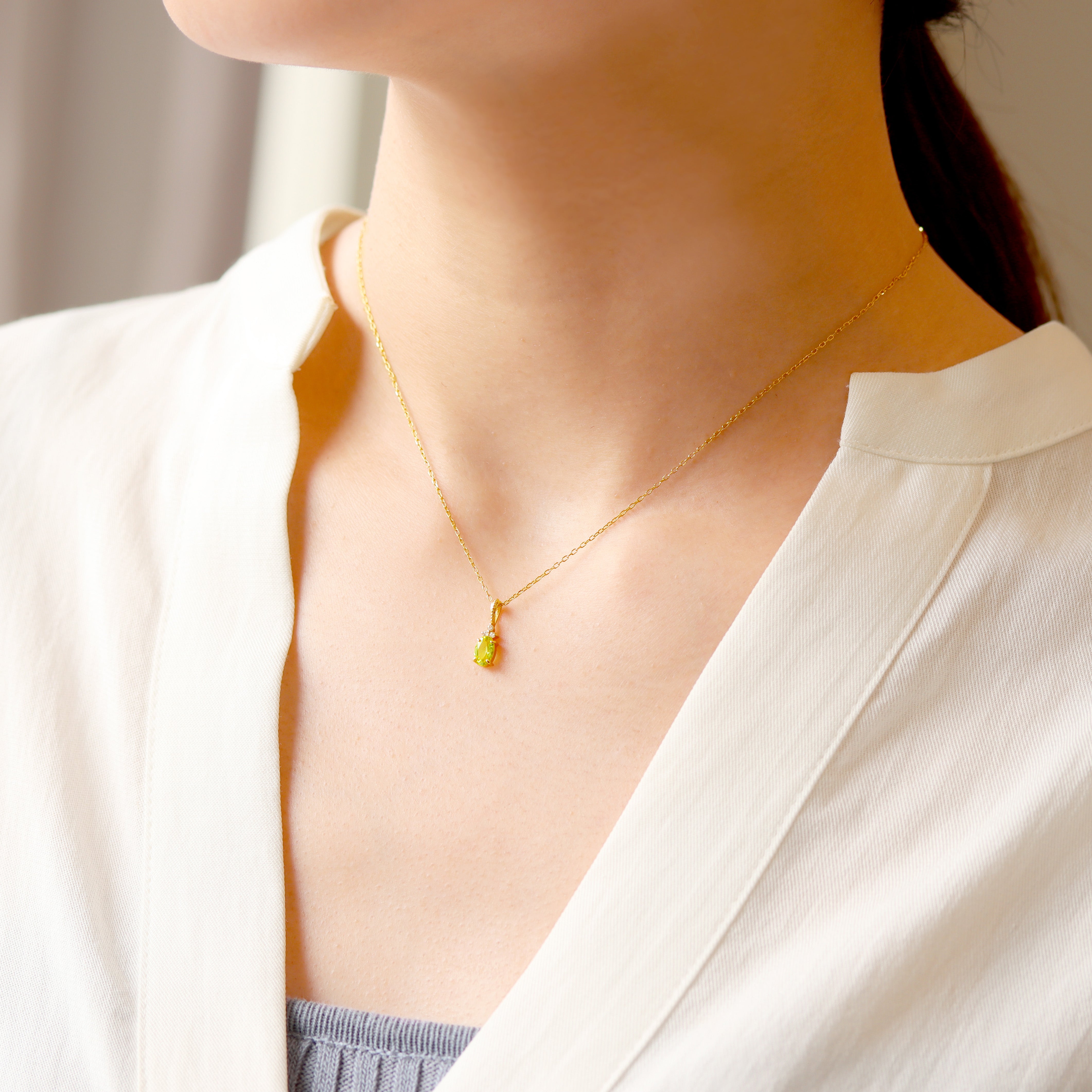 カナリーイエロートルマリン×ダイヤモンド K10/K18/PTペンダントトップ・フラヴィ