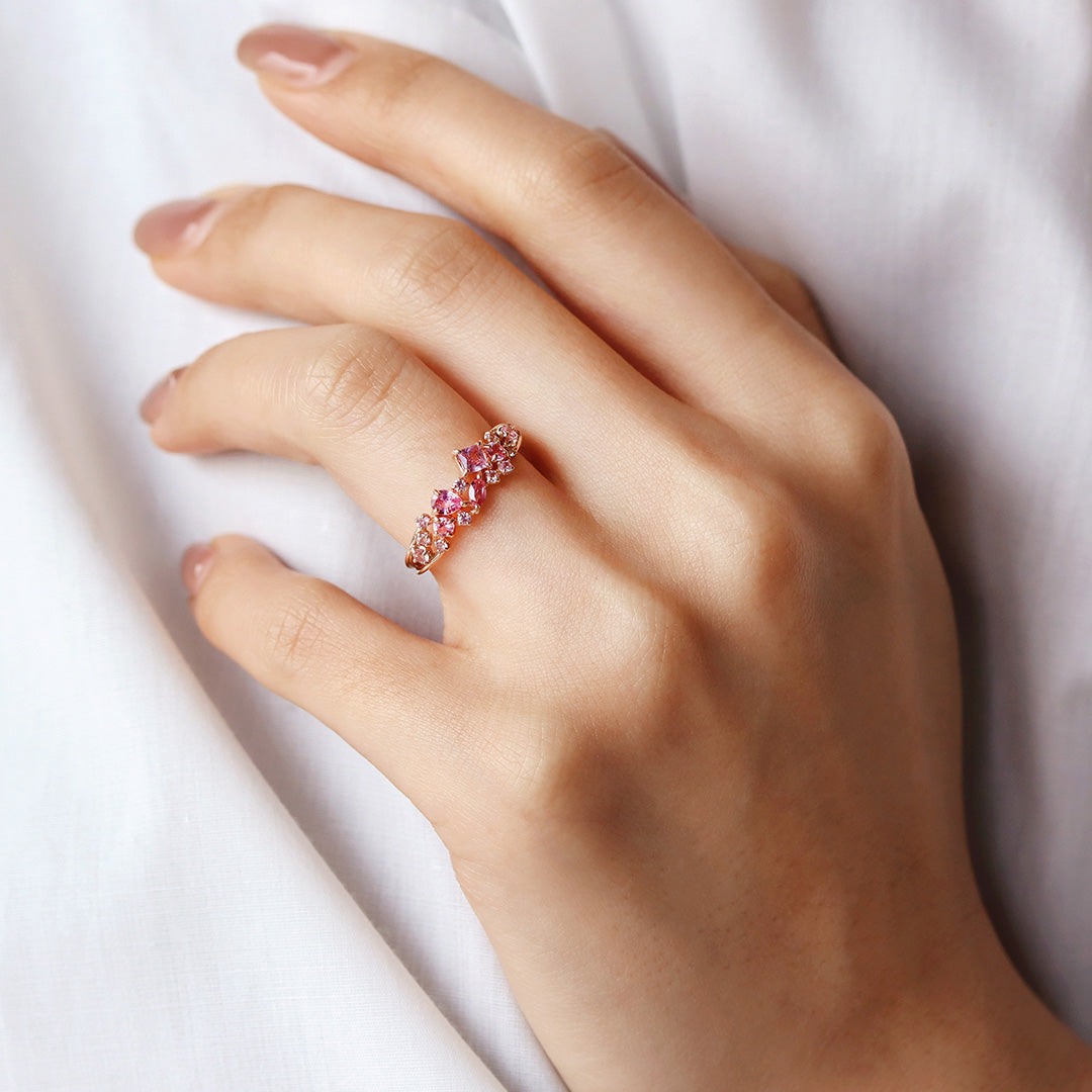 ピンクサファイア K10/K18/PTリング・アムールコフレ