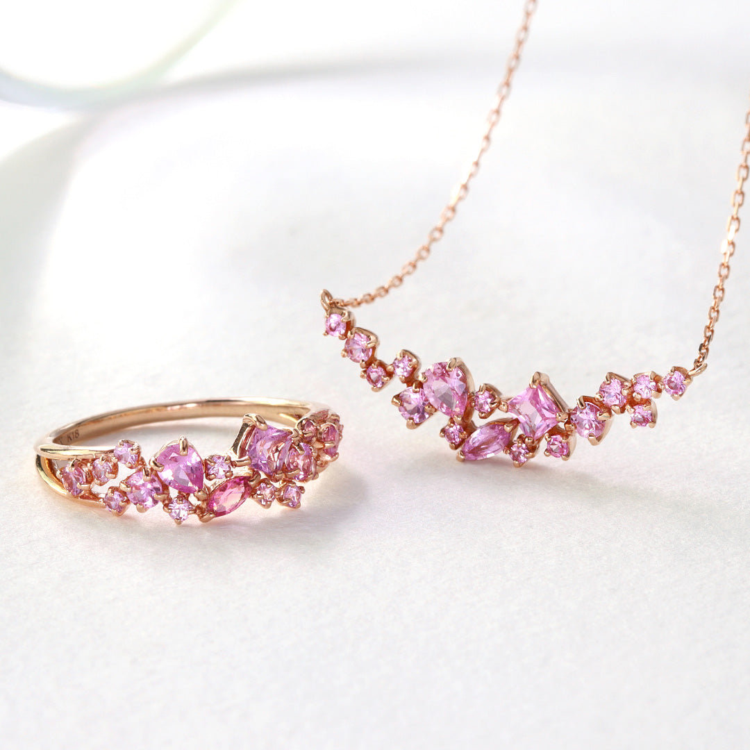 ピンクサファイア K10/K18/PTリング・アムールコフレ