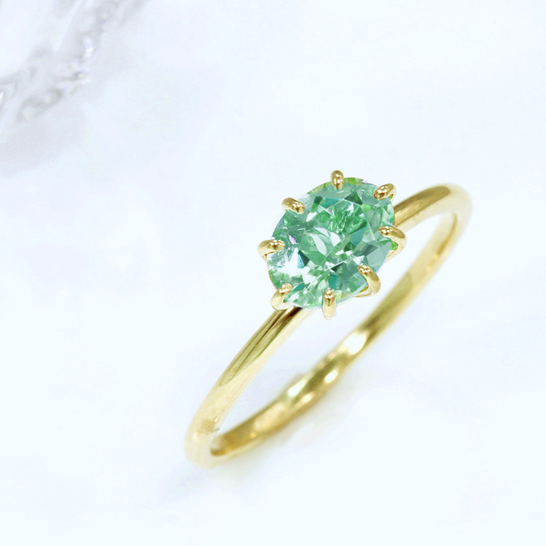 【在庫限り・即日発送】グリーントルマリン K18リング・セパージュ