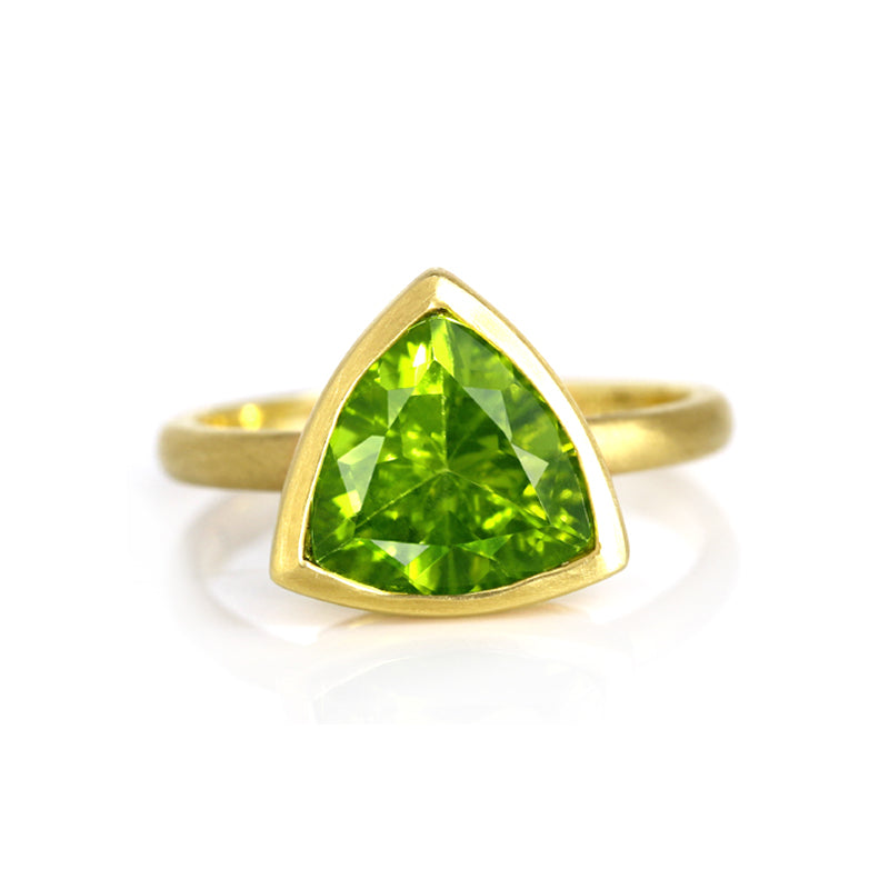 リング大きい緑石ダイヤモンド18金リング