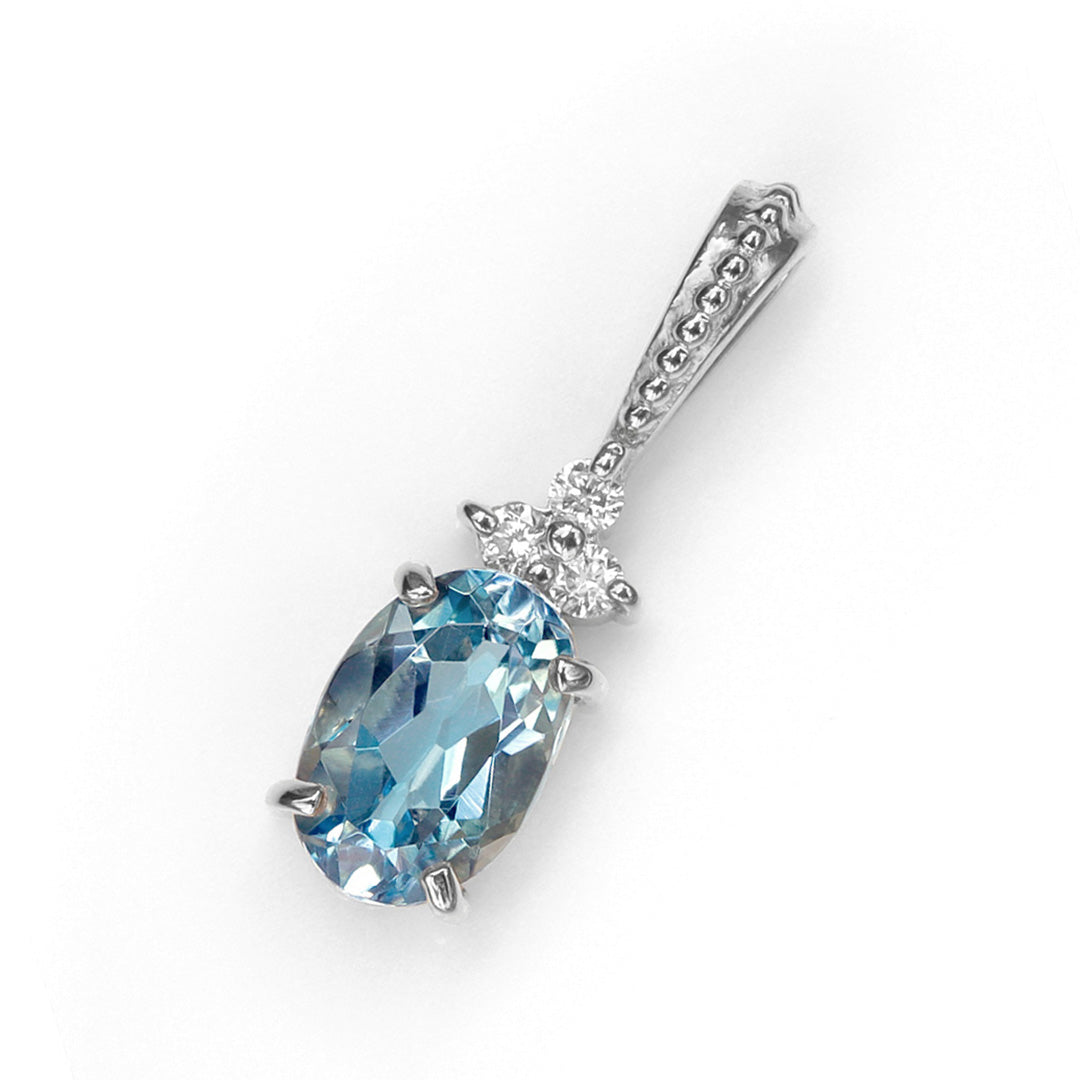 アクアマリン ×ダイヤモンド K10/K18/PTペンダントトップ・フラヴィ