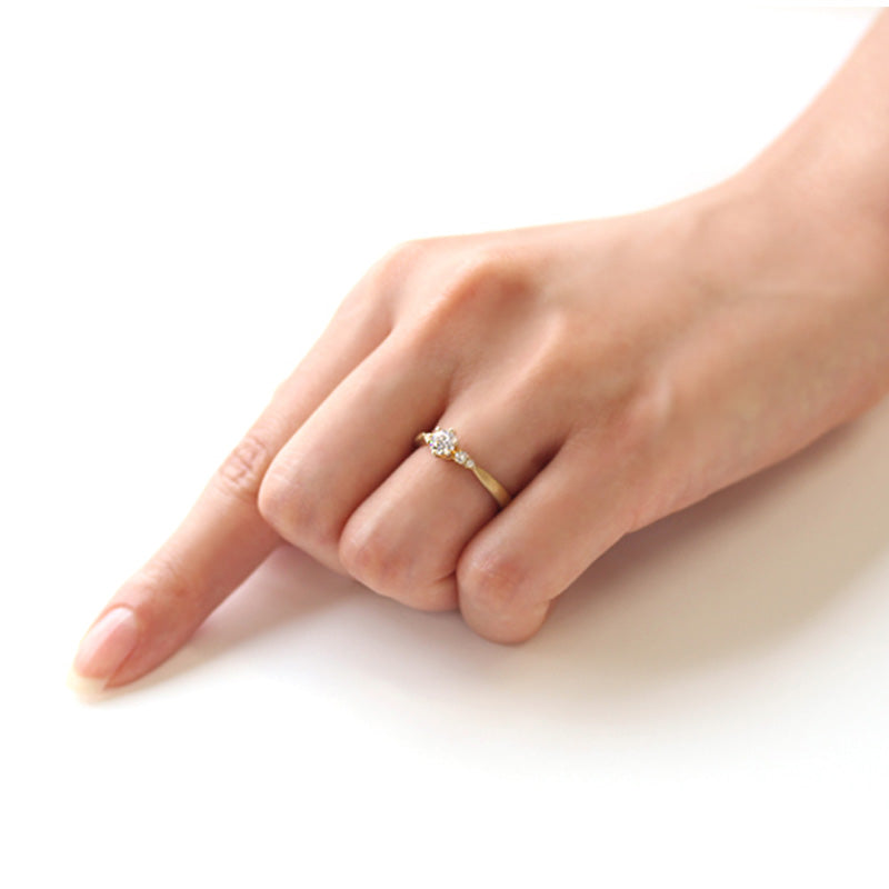 ダイヤモンド K18/PTリング・サイドストーン