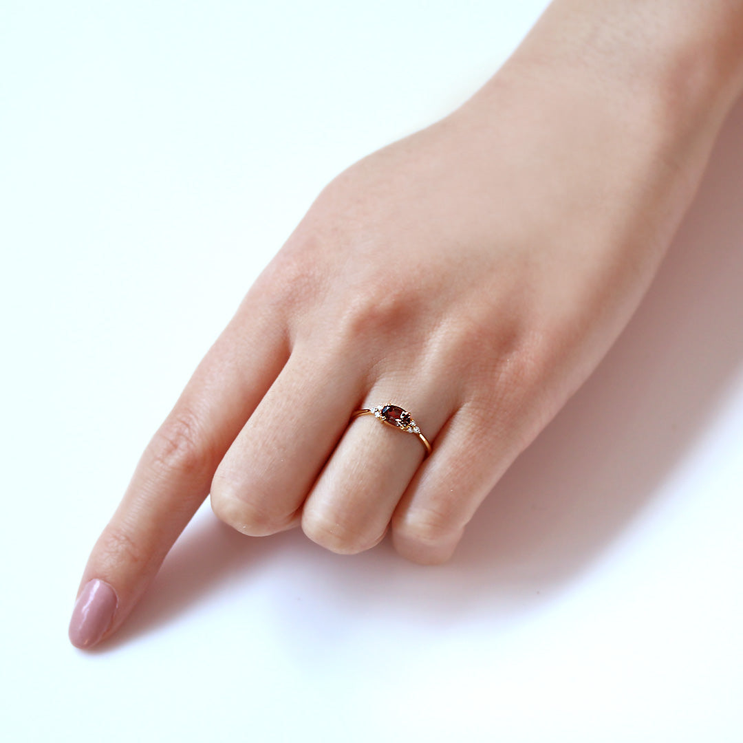 カラーチェンジガーネット×ダイヤモンド K10/K18/PTリング・フラヴィ