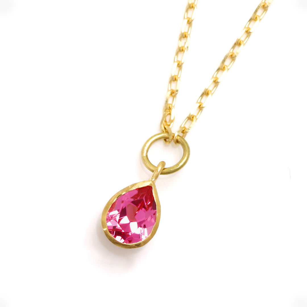 ホットピンクスピネル ペアシェイプカット 18K ネックレス – BIZOUX