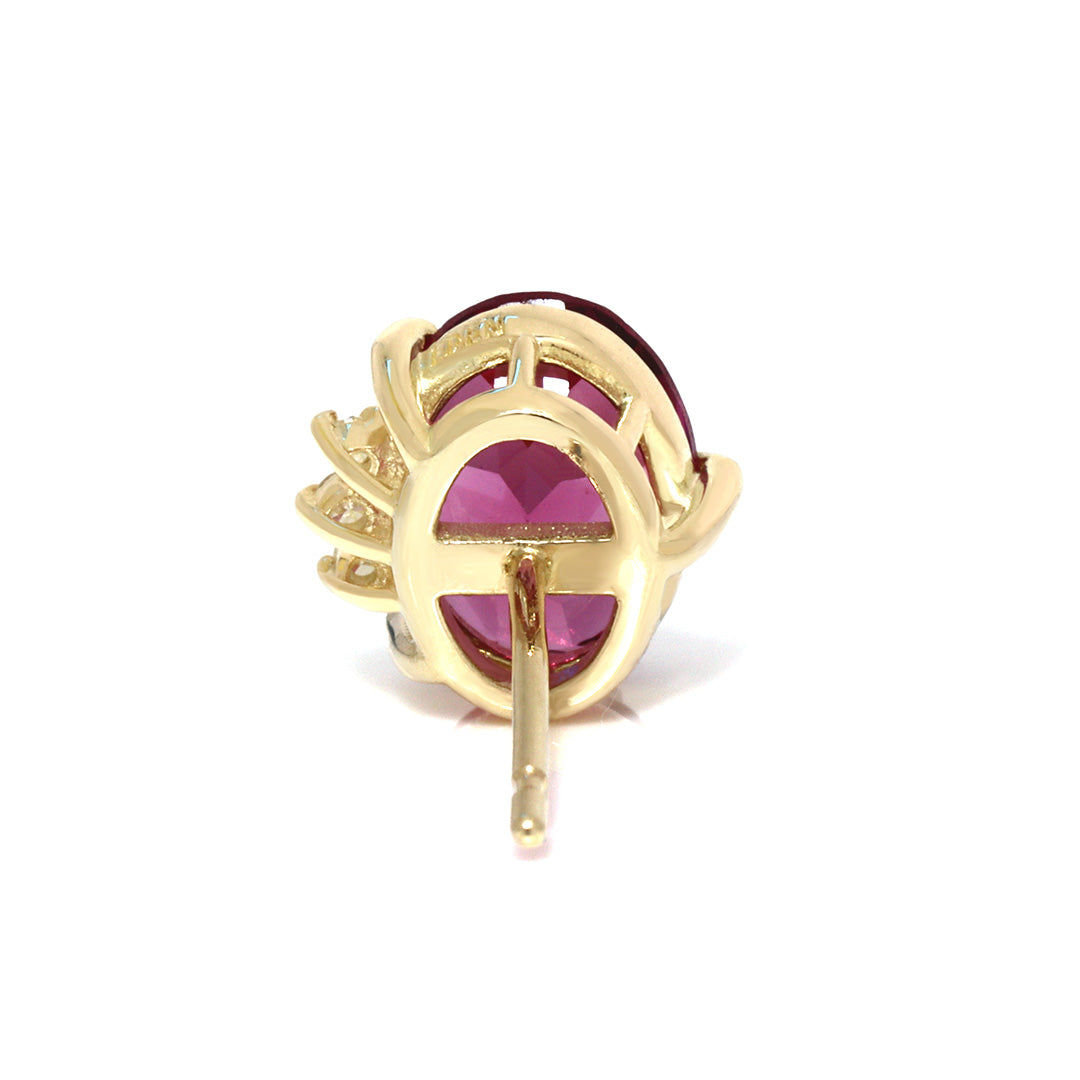 【即日発送】ロードライトガーネット×ダイヤモンド K10ピアス(片耳)・オルシェ