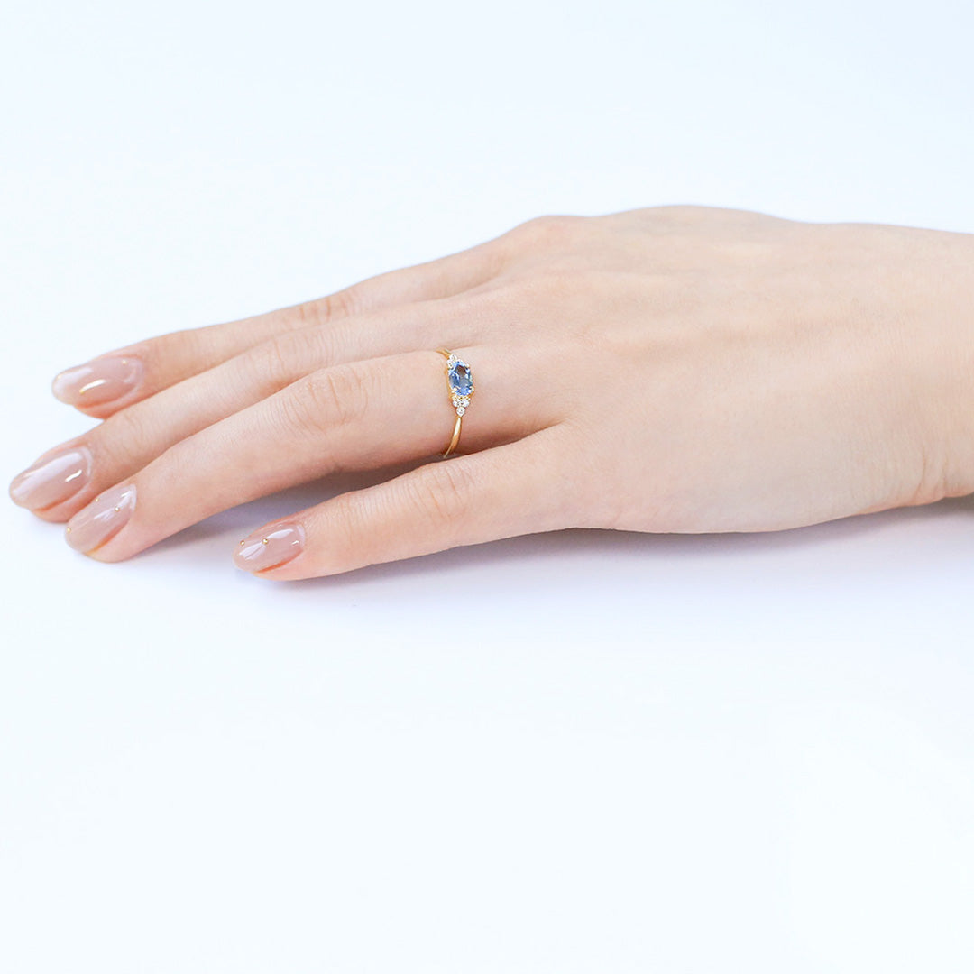 アクアマリン ×ダイヤモンド K10/K18/PTリング・フラヴィ