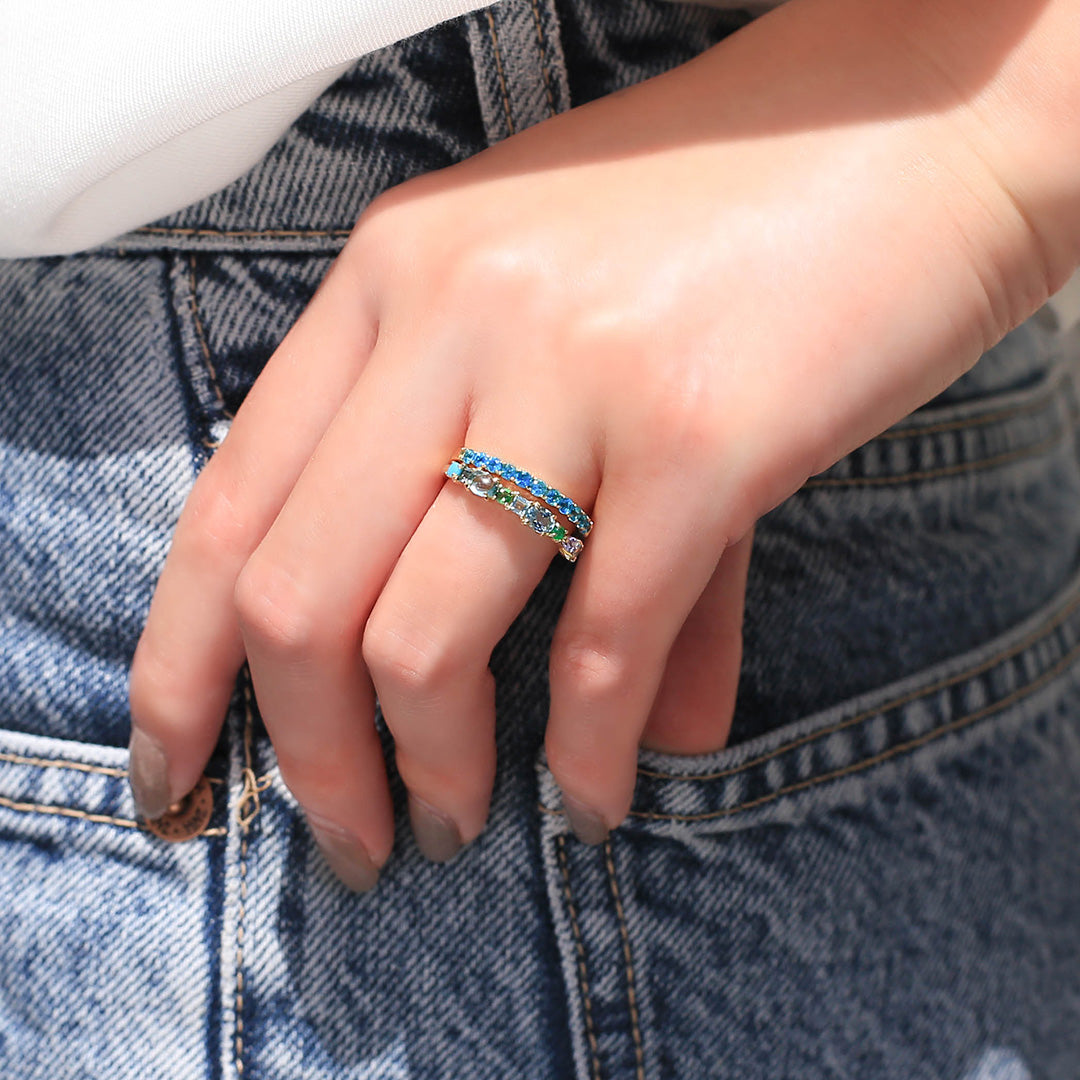 マルチカラージュエル K10/K18/PTリング・オーシャンパフメ