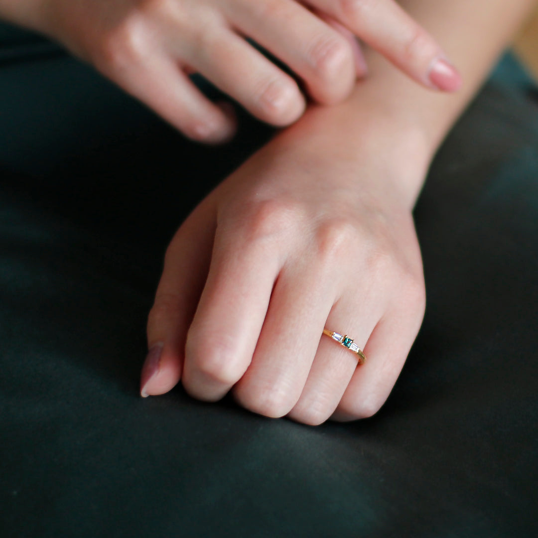 【在庫限り・即日発送】アレキサンドライト×ダイヤモンド K18/PTリング・リディ