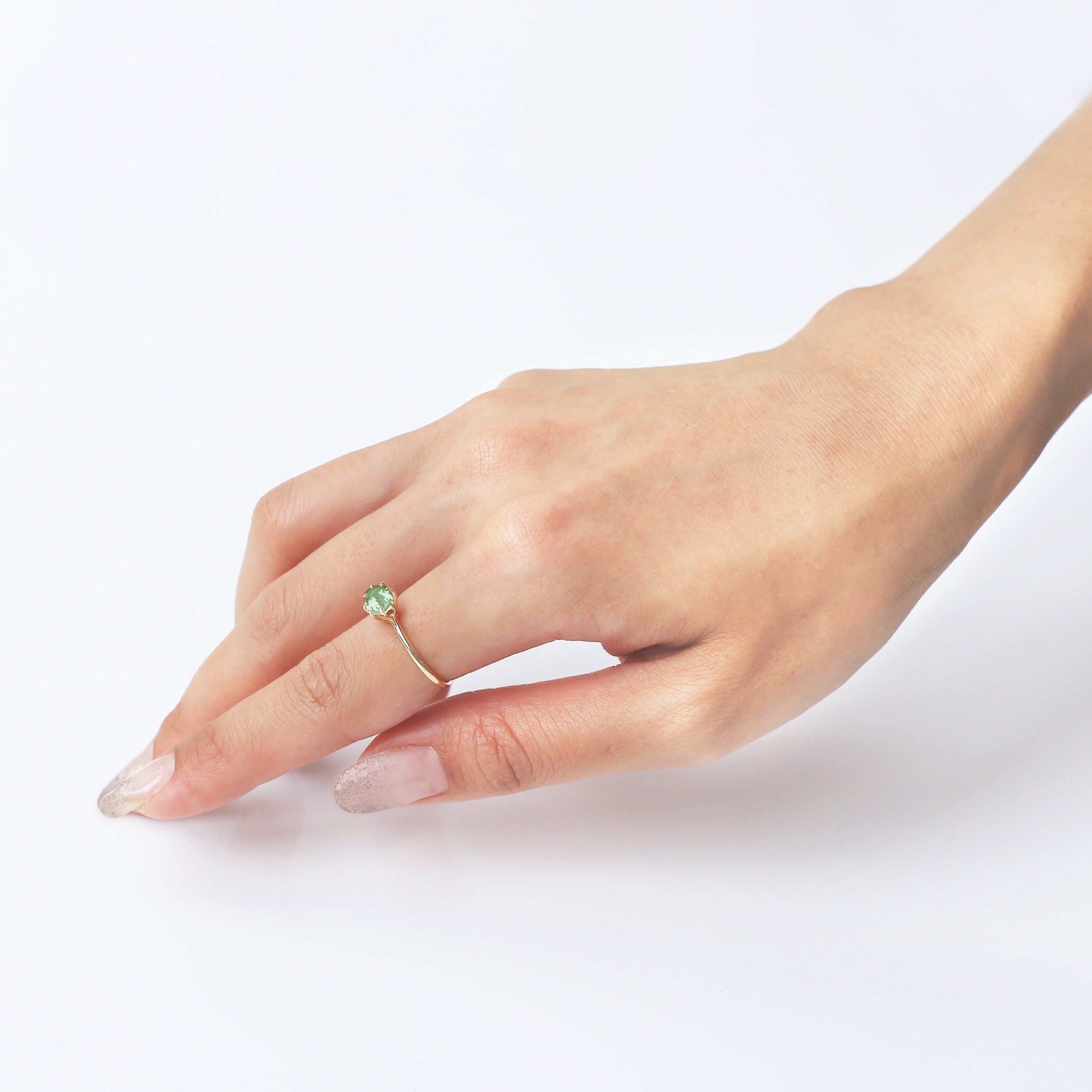 【在庫限り・即日発送】グリーントルマリン K18リング・セパージュ