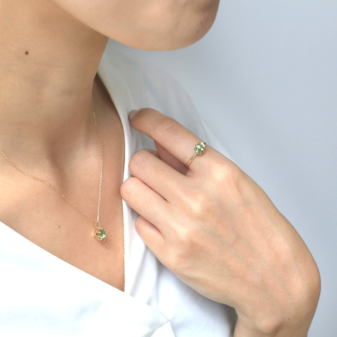 【在庫限り・即日発送】グリーントルマリン K18リング・セパージュ