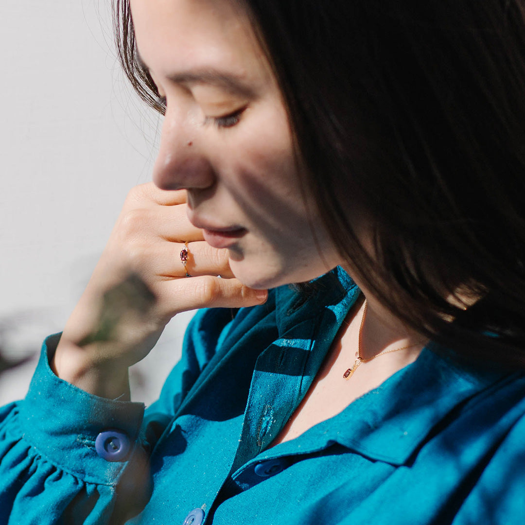 カラーチェンジガーネット×ダイヤモンド K10/K18/PTリング・フラヴィ