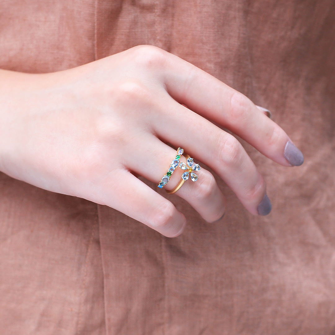 マルチカラージュエル K10/K18/PTリング・オーシャンパフメ