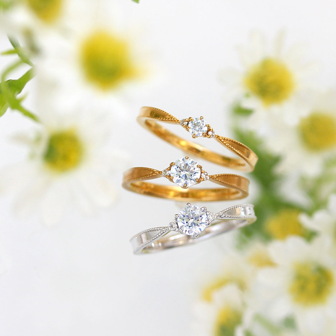 ダイヤモンド K18/PTリング・マルグリット