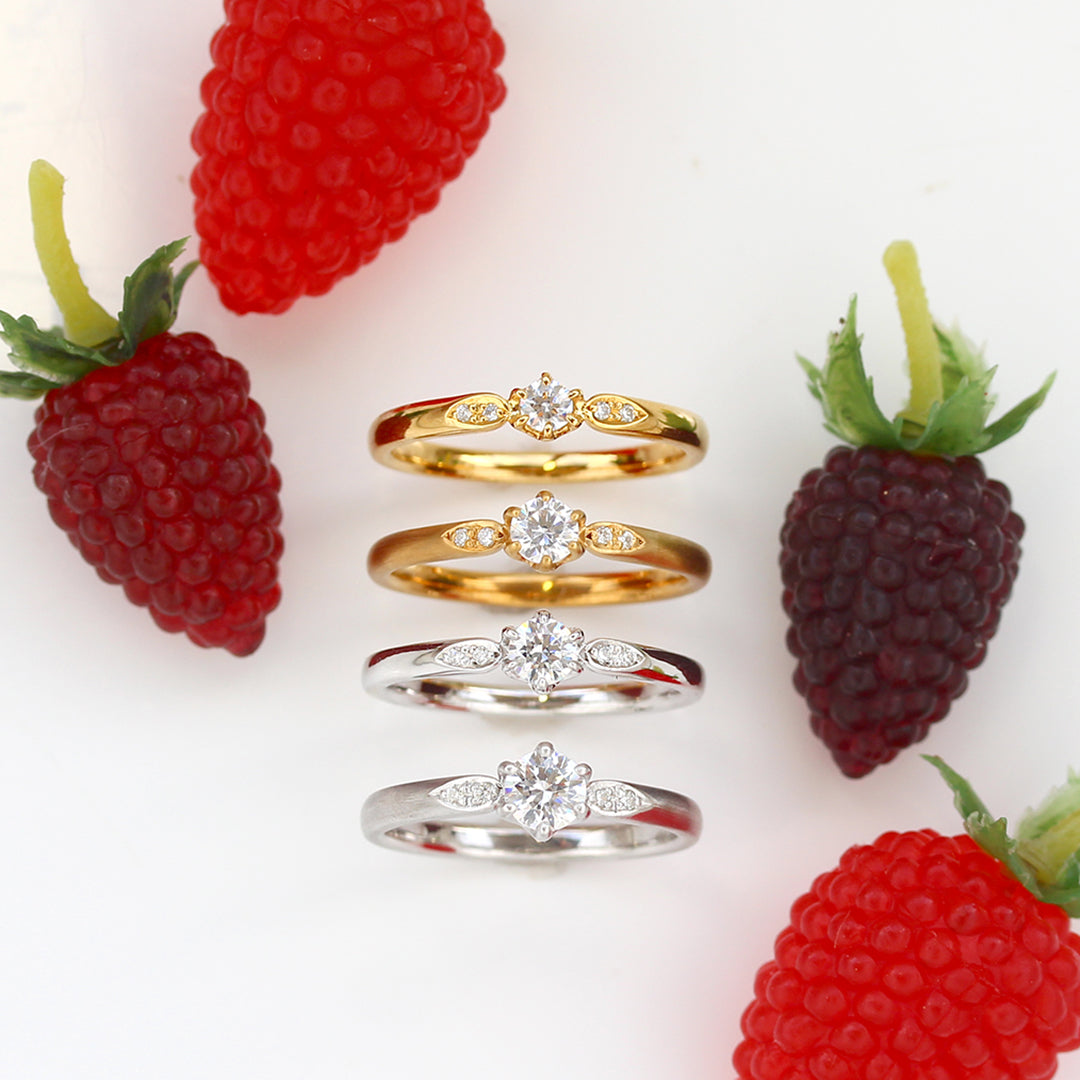 ダイヤモンド K18/PTリング・フレーズ