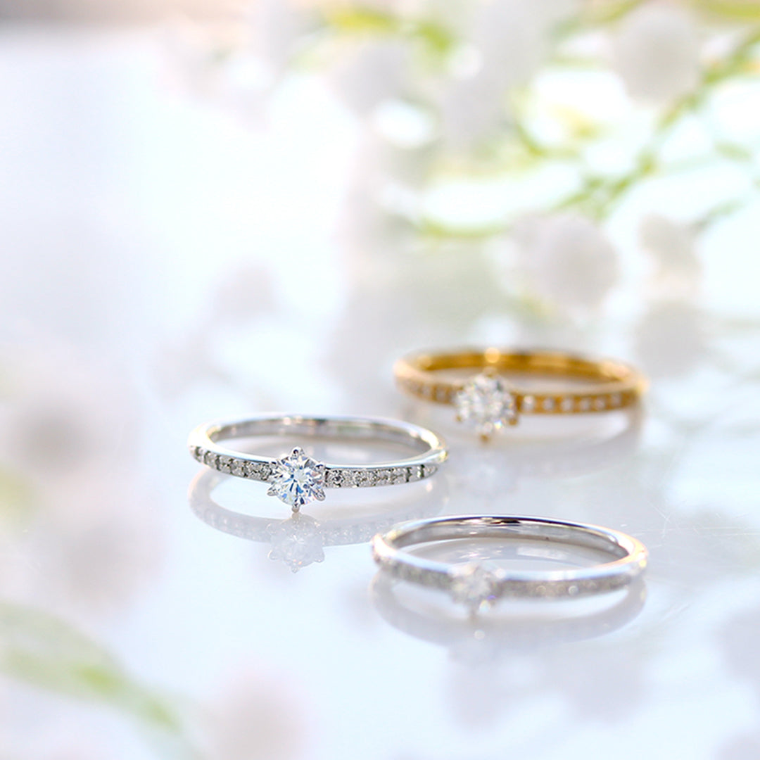 ダイヤモンド K18/PTリング・ジプソフィル