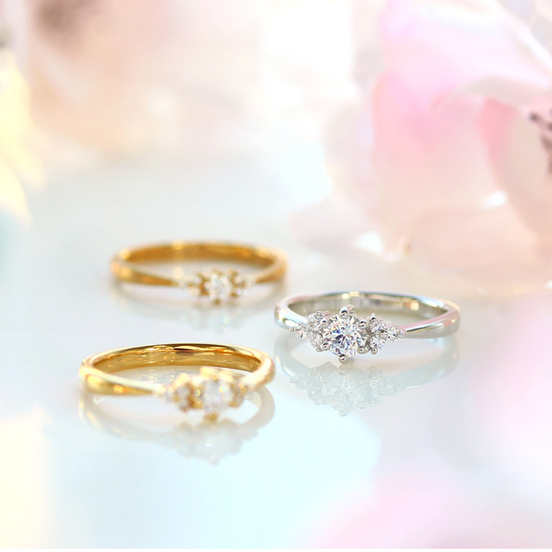 ダイヤモンド K18/PTリング・セリシール