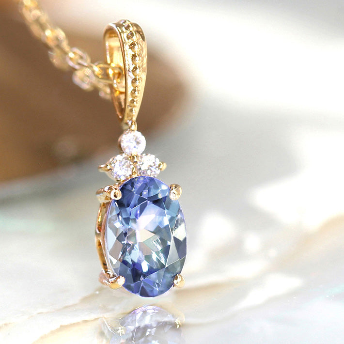 【在庫限り・即日発送】タンザナイト×ダイヤモンド K18ペンダントトップ・フラヴィ