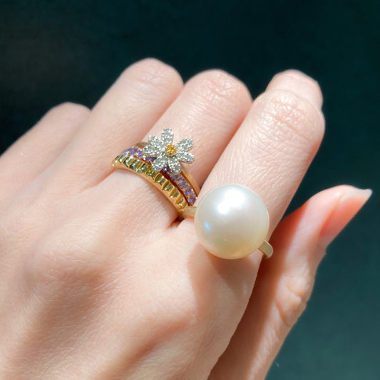 パールとお花のコーデ