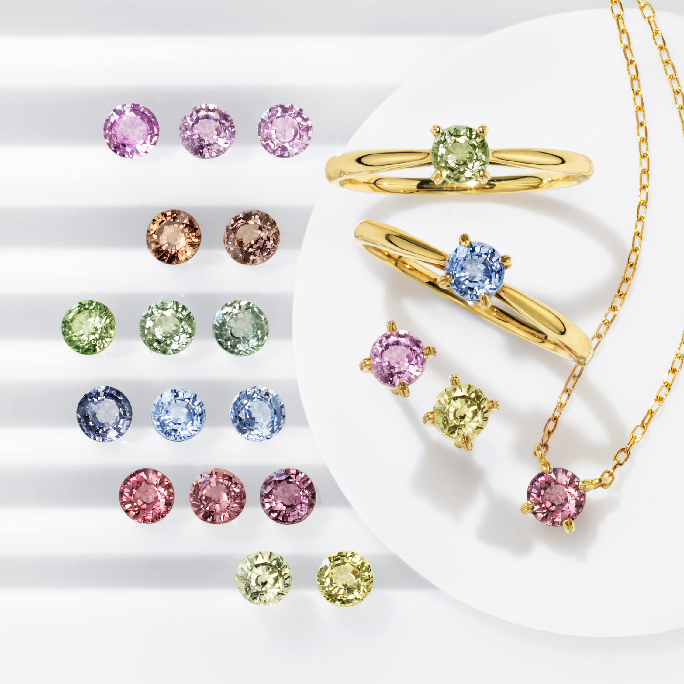 【新宿店限定】カラーカクテル 非加熱サファイアK18リング / ピアス / ネックレス