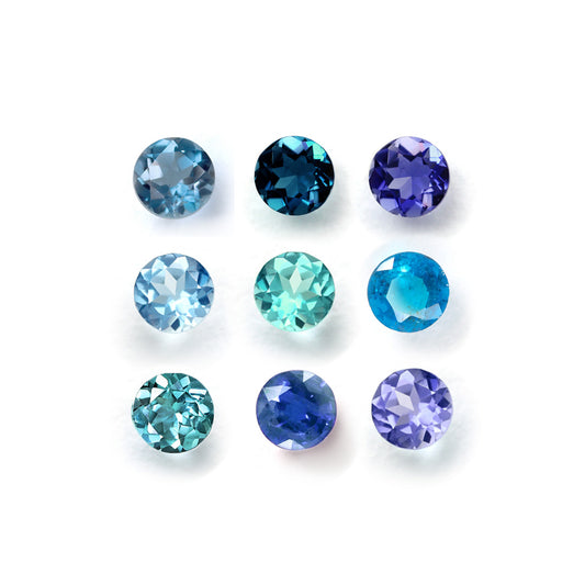 50種ストーン K18/PT カラーカクテル【ブルーの宝石】