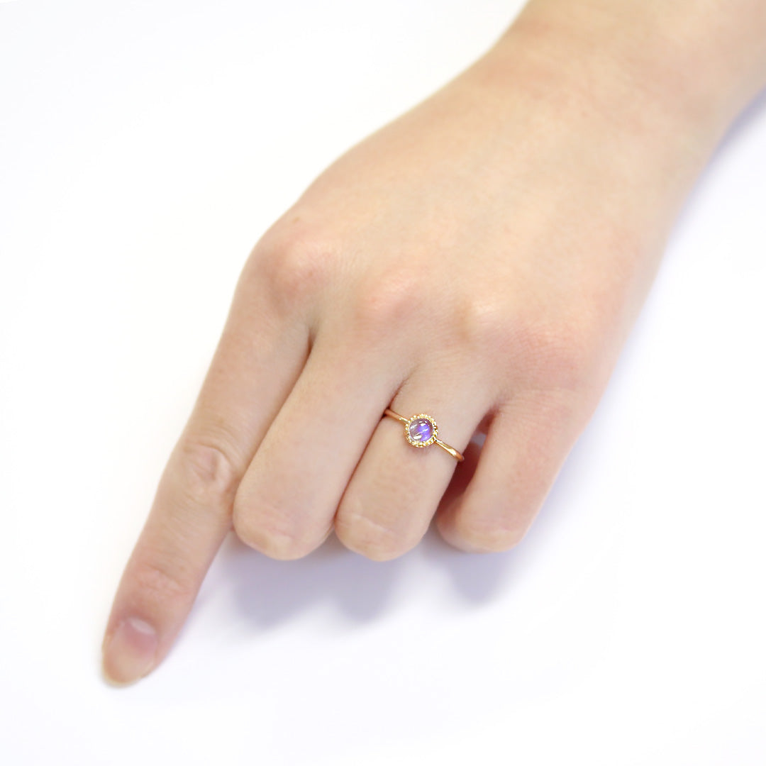 ほぼ未使用　K10 ブルームーンストーン　ダイヤモンド　リング　ピンクゴールド fashionjewelry-em_ofr-mr1756bm