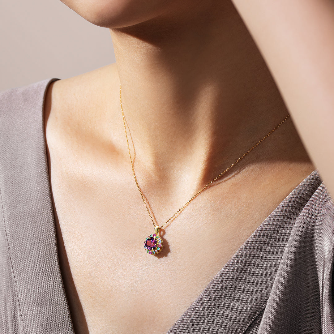 ディープマラヤガーネット K18/PTペンダントトップ・フロレゾン