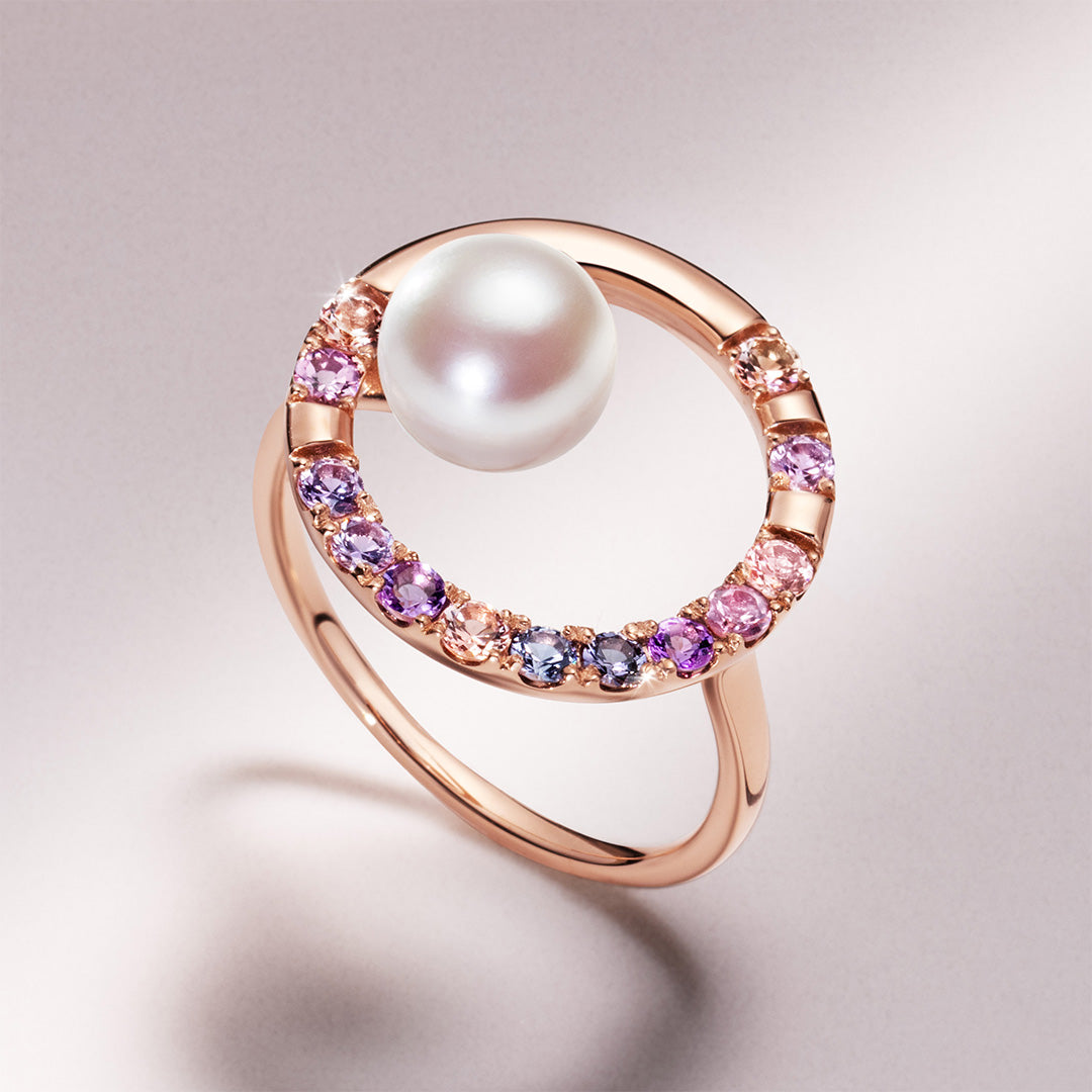 【Tales of Her】あこや真珠×マルチカラージュエル K18リング・パルファシオン