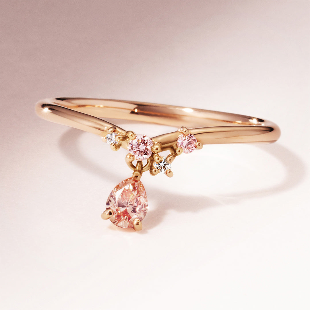 【即日発送】ピンクダイヤモンド(ラボグロウン) K18 リング・トランジュ