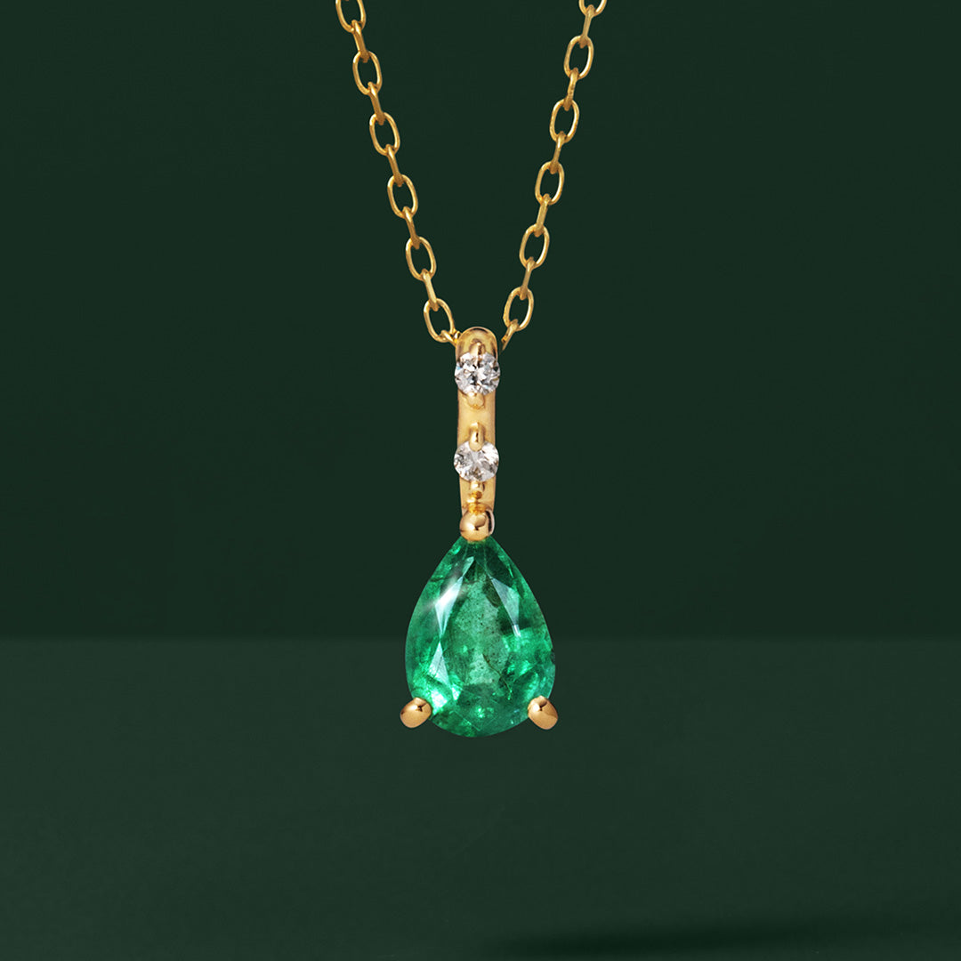 【店舗限定】エメラルド K18ペンダントトップ・アクサンテール