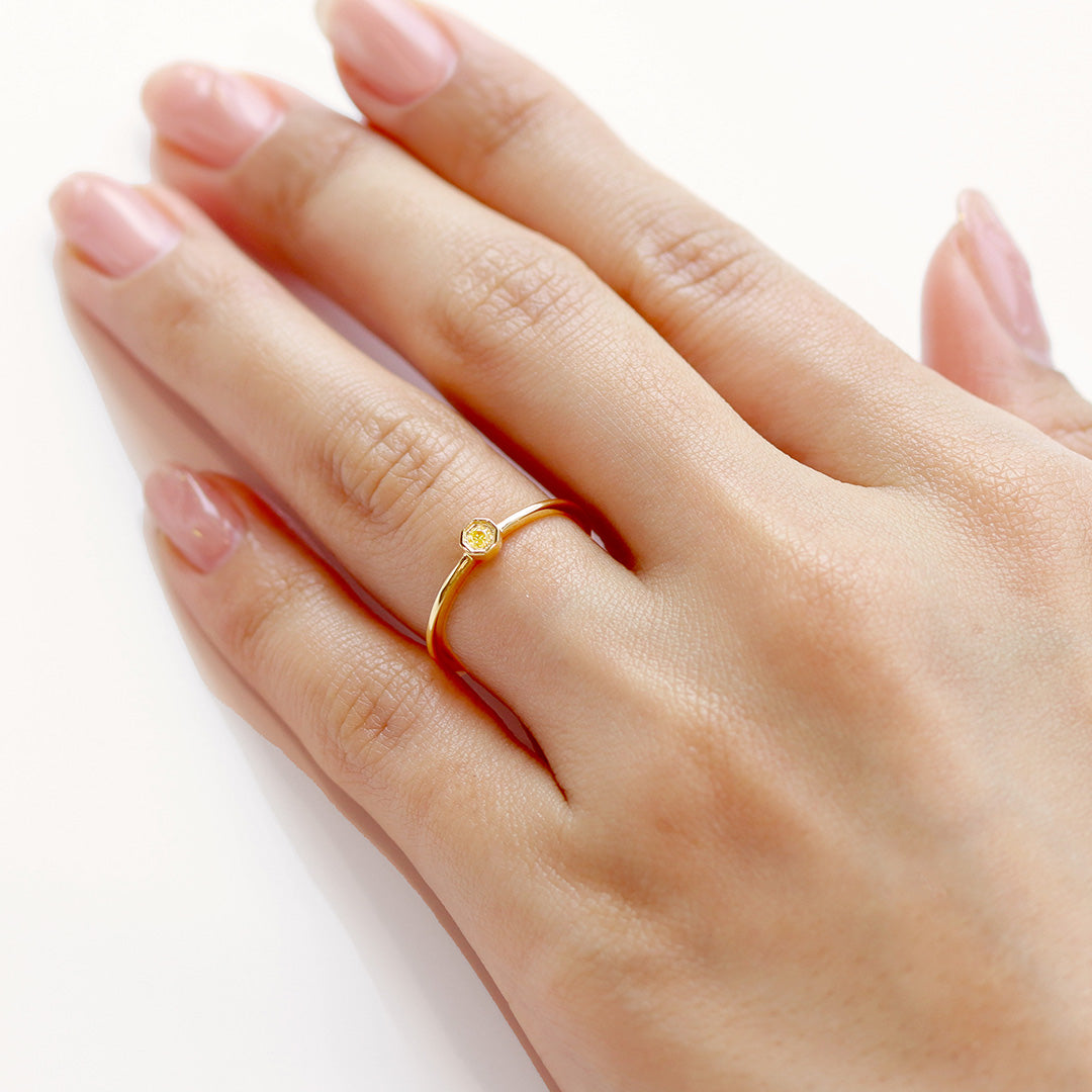 イエローダイヤモンド  K18/PTリング・アン