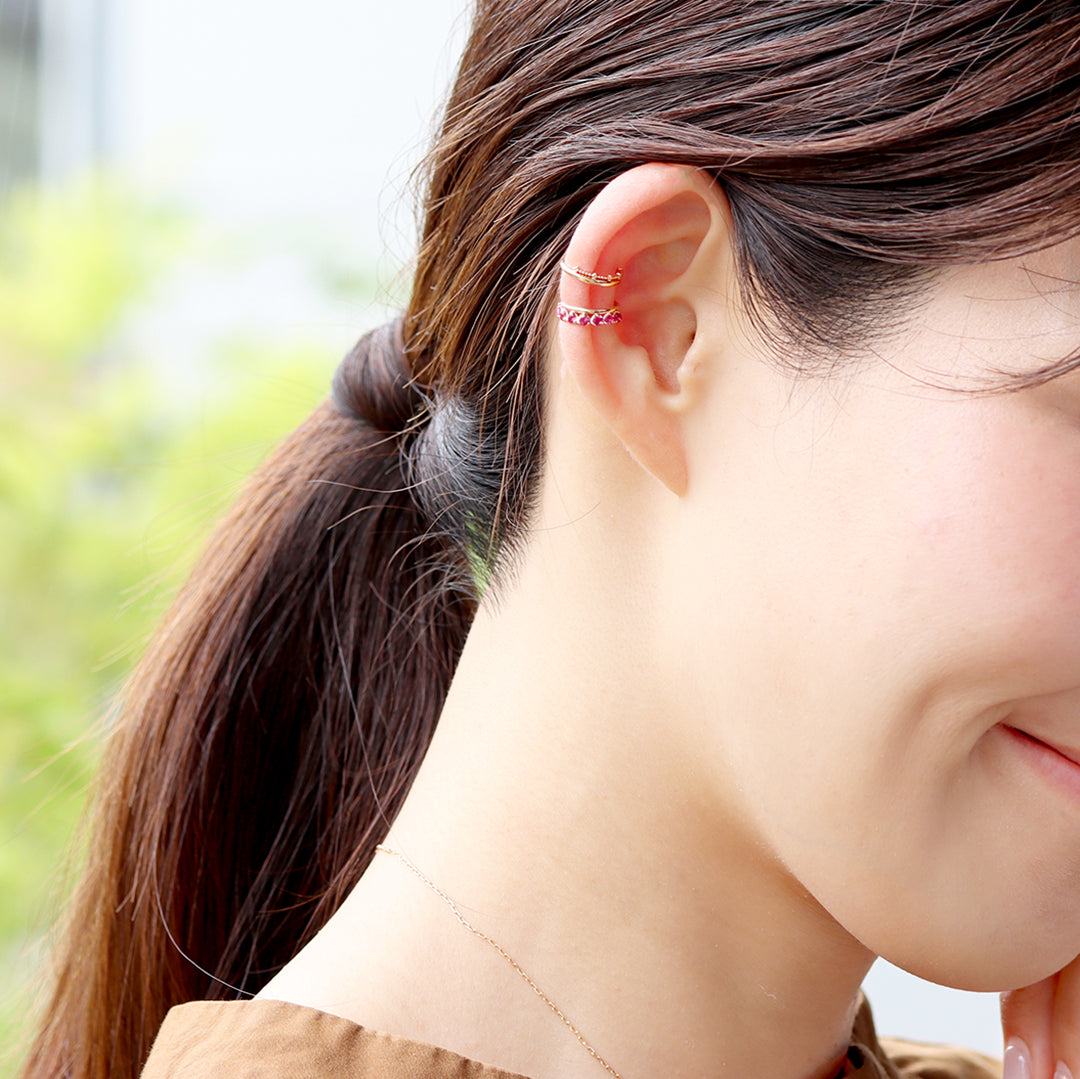 【在庫限り・即日発送】ロードライトガーネット K10イヤーカフ(片耳)・フィリ