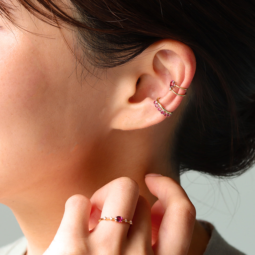 【在庫限り・即日発送】ロードライトガーネット K10イヤーカフ(片耳)・フィリ