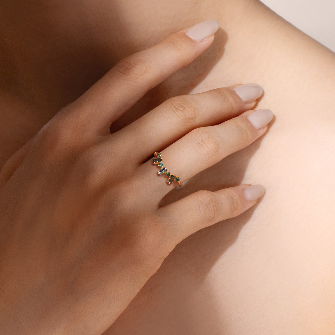 ベキリーブルーガーネット×アレキサンドライト K18/PTリング・グラース