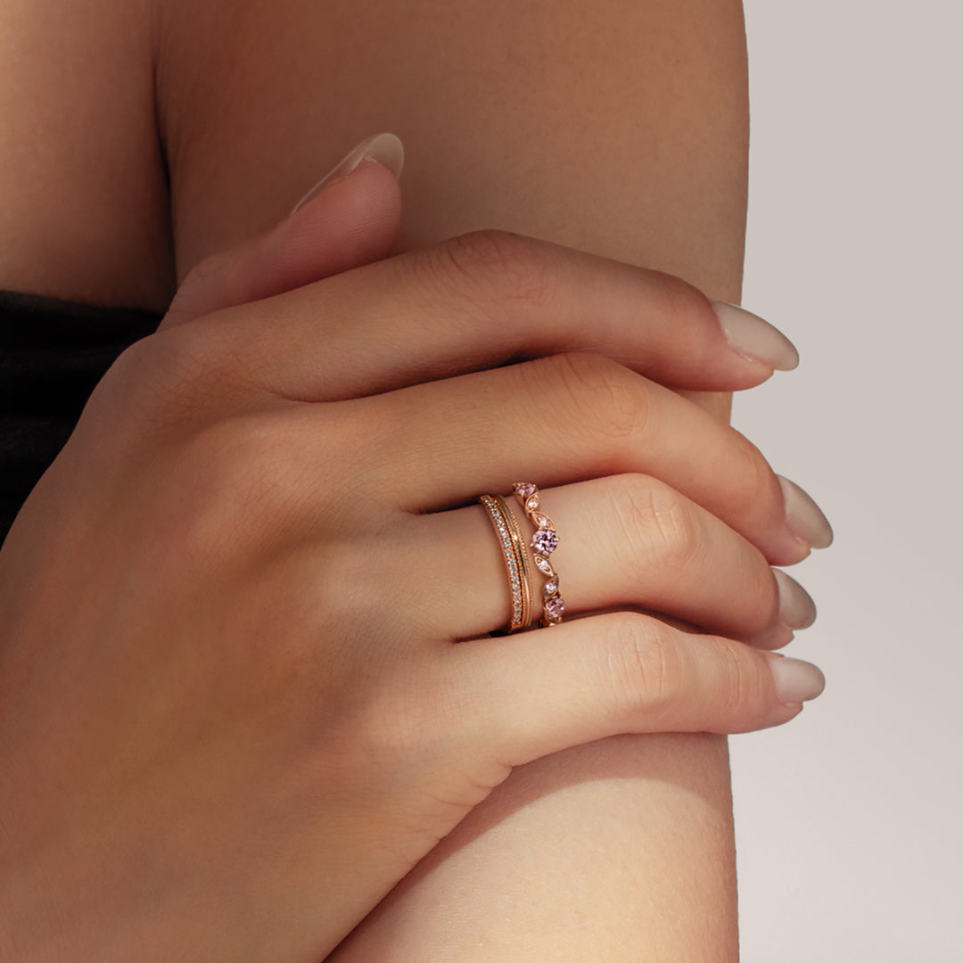 シャンパンガーネット K10/K18リング・リエール