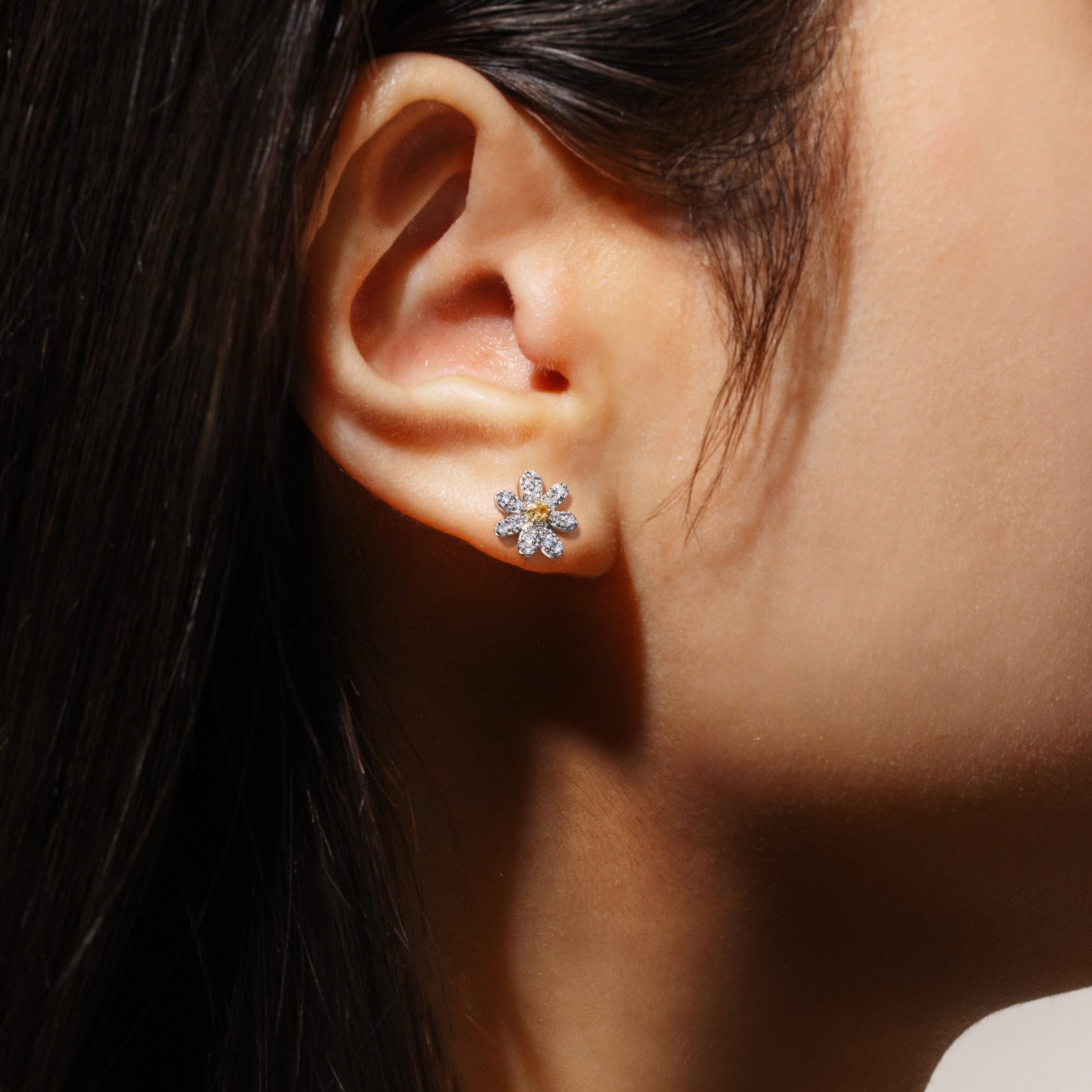 【即日発送】ダイヤモンド×シトリン  K18×PTピアス/イヤリング(片耳)・フルールS