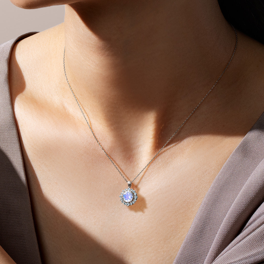 ロイヤルブルームーンストーン×アクアマリン K18/PTペンダントトップ
