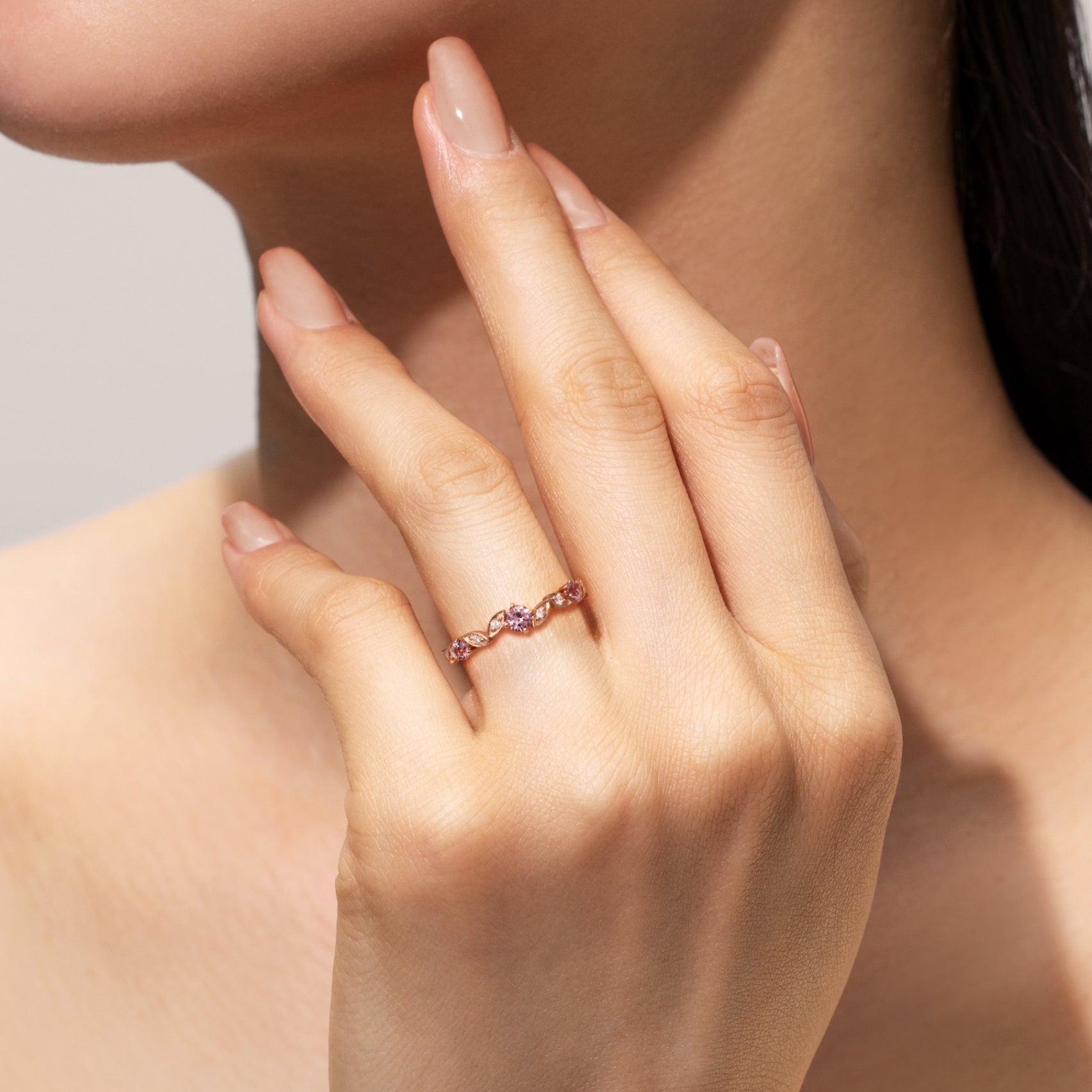 シャンパンガーネット K10/K18リング・リエール