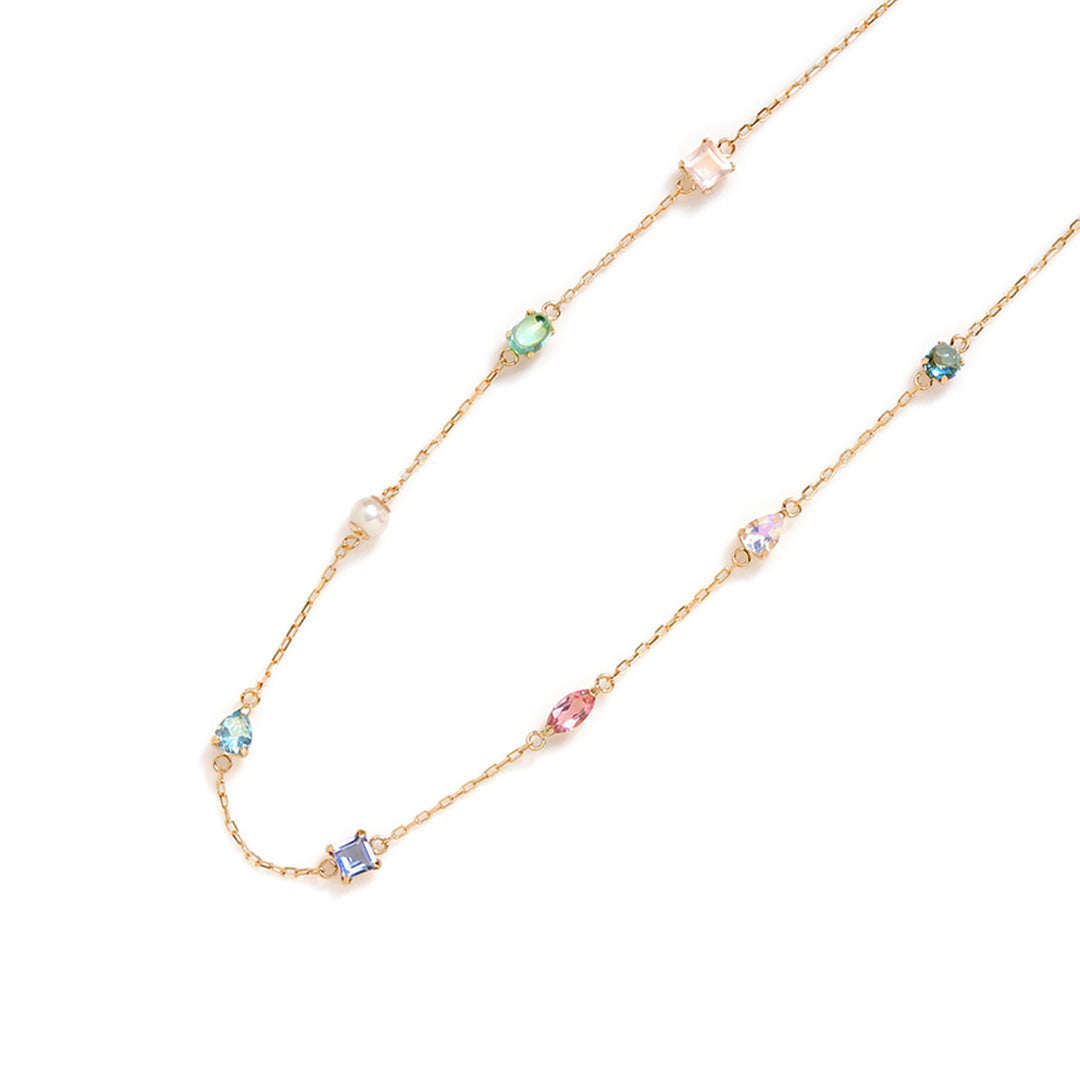 【在庫限り・即日発送】マルチカラージュエル K18ネックレス・スノールナパフメ