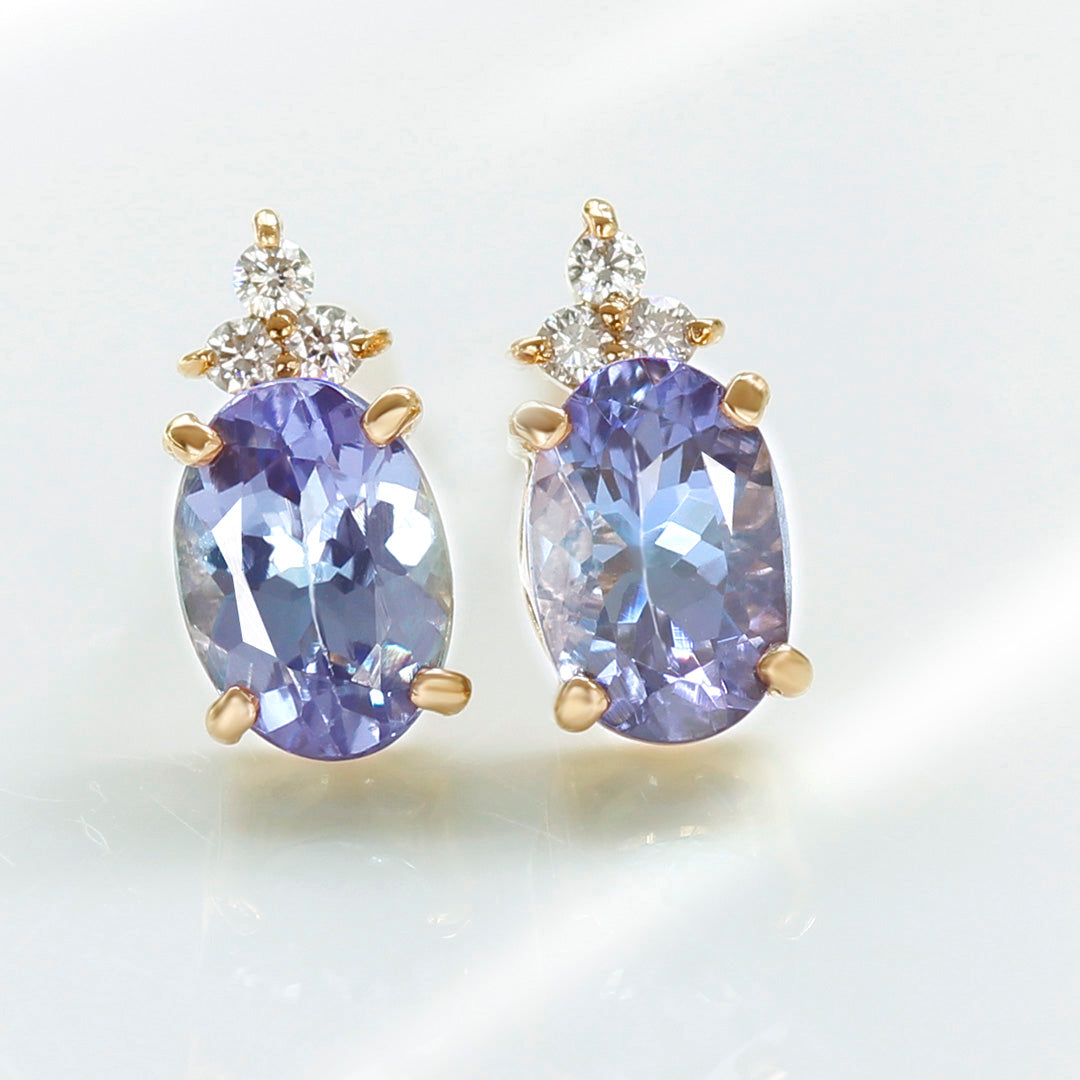 【在庫限り・即日発送】タンザナイトK18ピアス・フラヴィ